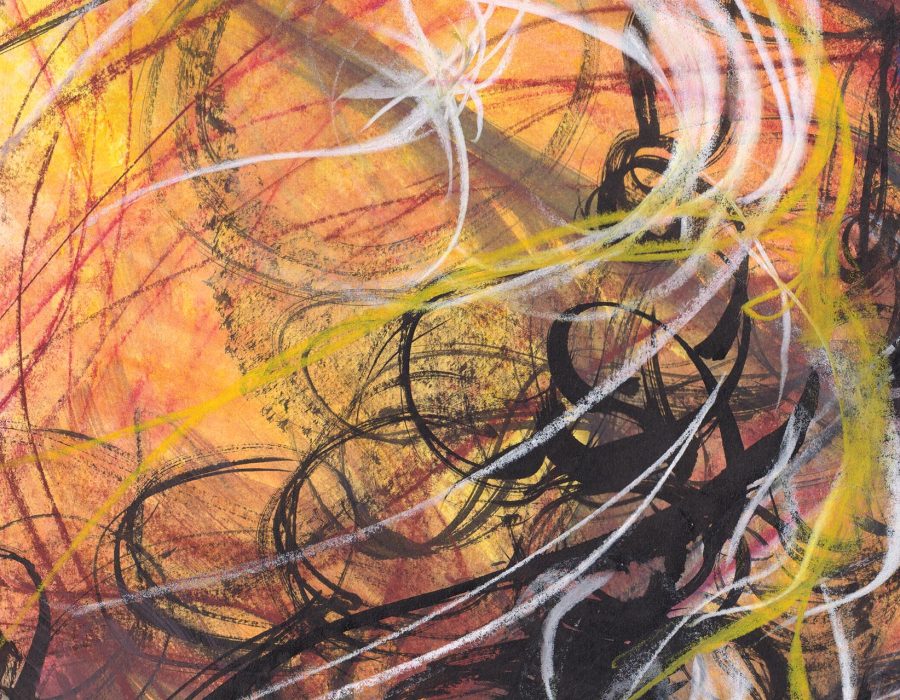 watercolor chalk and ink on paper